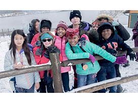 Kids playing in the snow 